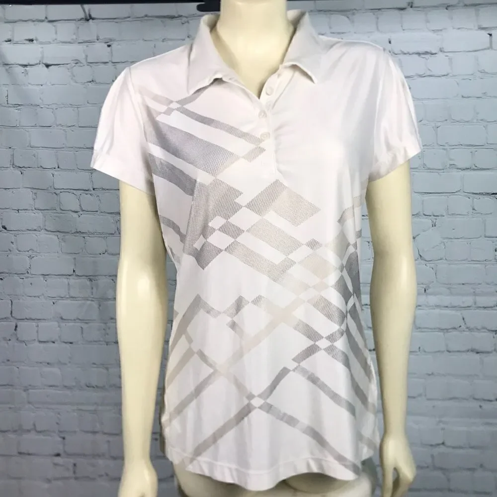 Nike Golf Size Medium Cream w/gray geometric ombré designs EUC